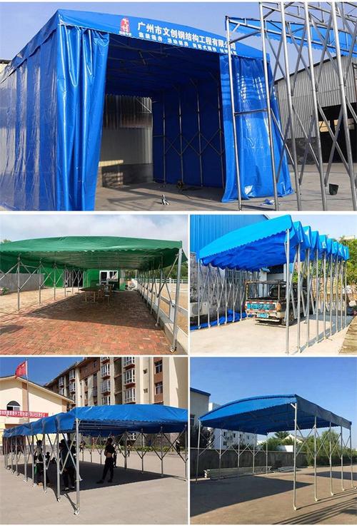 彩條布移動遮陽棚 油布大型伸縮雨棚 昆山錦溪移動帳篷搭建工人